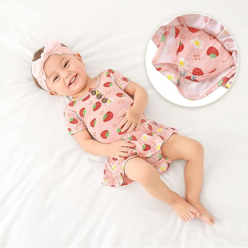 LITTLE JAMJAMS بدلة قطعة واحدة بتنورة دوارة مع ياقة بأزرار - ملابس للفتيات الرضع من 0 إلى 24 شهرًا in Kuwait