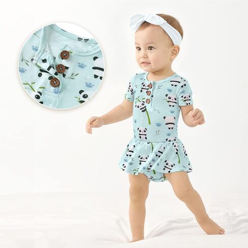 LITTLE JAMJAMS بدلة قطعة واحدة بتنورة دوارة مع ياقة بأزرار - ملابس للفتيات الرضع من 0 إلى 24 شهرًا in Kuwait