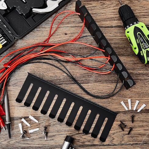 Beeveer 4 Pcs Wall Mount Cable Hanger with 10 Cable Slots Cable Rack Organizer Wall for Wires Management 0.32" Slots Width Cord Hanger for Home Electronic Cord Organize in Saudi Arabia