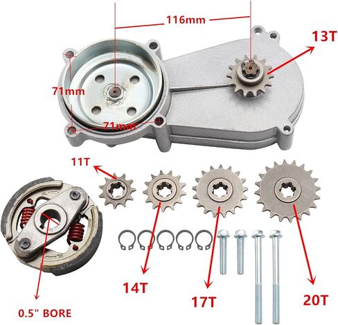 MOFANS Mini Bike Transmission Gear Box Clutch Fit for 2 Stroke Pocket Mini Bike Motorcycle ATV T8F 11T 13T 14T 17T 20T Teeth in Saudi Arabia