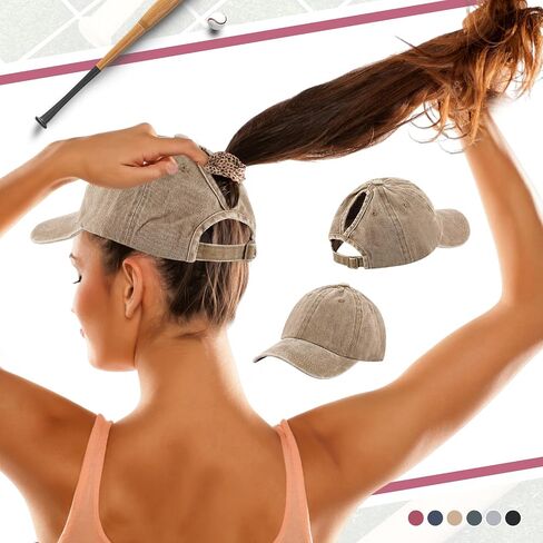 Suhine 24 Pcs Ponytail Baseball Hat Washed Plain Baseball Cap Adjustable Dad Hat Unstructured Golf Baseball Hat for Men Women (Multicolor) in Saudi Arabia