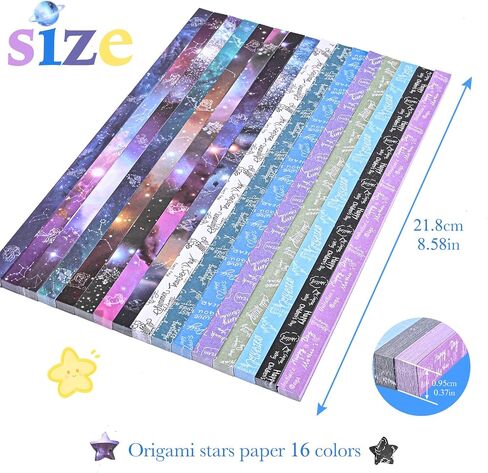 Valtiner 1080 Sheets Star Paper Strips, Origami Paper Color Lucky Stars Decoration Strip for DIY Hand Art & Craft Supplies (Rainbow) in Saudi Arabia