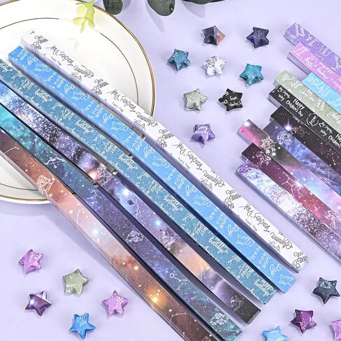 Valtiner 1080 Sheets Star Paper Strips, Origami Paper Color Lucky Stars Decoration Strip for DIY Hand Art & Craft Supplies (Rainbow) in Saudi Arabia