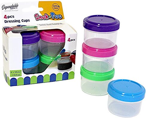 Twist Top 4-Pack Condiment Cups with Lids 1.18 oz. Small Food Storage Containers Condiment Cups for Salad Dressing, Sauces Leakproof and Portable (Mini Dressing Cups 4 Pack 1.18 OZ) in Saudi Arabia