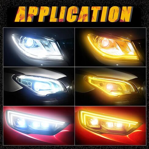 شريط أضواء النهار الجري DRL للتشغيل الديناميكي للسيارة، قطعتان 11.8 بوصة أبيض/كهرمان أمامي متدفق، أضواء إشارة الانعطاف المتتابعة للسيارات والشاحنات SUV الخارجية 12 فولت in Kuwait