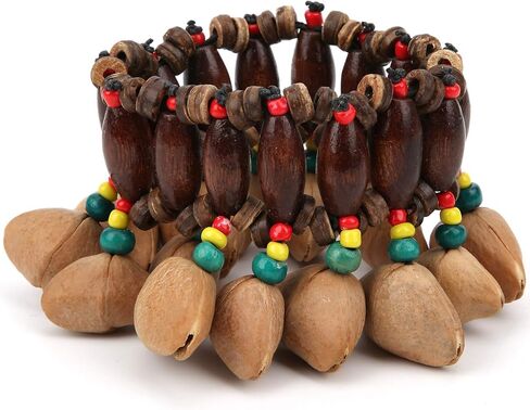 RiToEasysports African Drum Bracelet, Handmade Nut Shell Handbell Percussion African Tribal Style Drum Bracelet with Crisp Sound for Music Lovers in Saudi Arabia