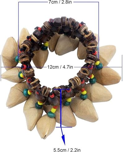 RiToEasysports African Drum Bracelet, Handmade Nut Shell Handbell Percussion African Tribal Style Drum Bracelet with Crisp Sound for Music Lovers in Saudi Arabia