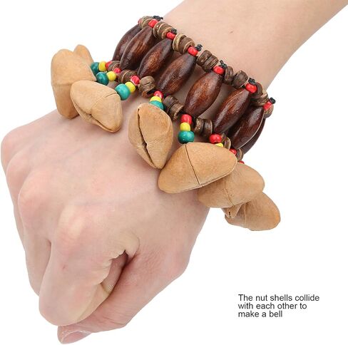 RiToEasysports African Drum Bracelet, Handmade Nut Shell Handbell Percussion African Tribal Style Drum Bracelet with Crisp Sound for Music Lovers in Saudi Arabia