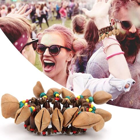 RiToEasysports African Drum Bracelet, Handmade Nut Shell Handbell Percussion African Tribal Style Drum Bracelet with Crisp Sound for Music Lovers in Saudi Arabia