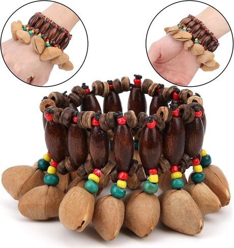 RiToEasysports African Drum Bracelet, Handmade Nut Shell Handbell Percussion African Tribal Style Drum Bracelet with Crisp Sound for Music Lovers in Saudi Arabia