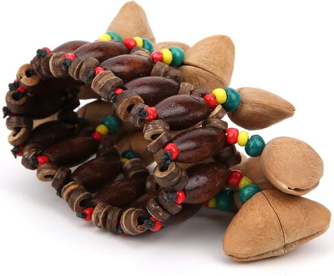 RiToEasysports African Drum Bracelet, Handmade Nut Shell Handbell Percussion African Tribal Style Drum Bracelet with Crisp Sound for Music Lovers in Saudi Arabia