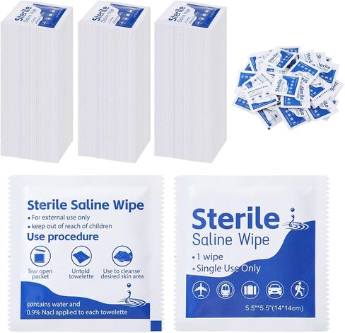 200 قطعة من مناديل دانسيب المالحة لثقب الأذن، مناديل مطهرة مغلفة بشكل فردي، مناديل تنظيف ثقب الأذن، مناديل مبللة للسفر غير معطرة لتنظيف الوجه والعين والأذن والعناية اللاحقة in Kuwait