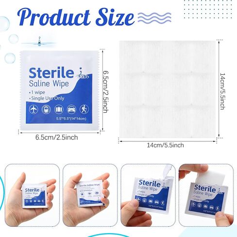200 قطعة من مناديل دانسيب المالحة لثقب الأذن، مناديل مطهرة مغلفة بشكل فردي، مناديل تنظيف ثقب الأذن، مناديل مبللة للسفر غير معطرة لتنظيف الوجه والعين والأذن والعناية اللاحقة in Kuwait