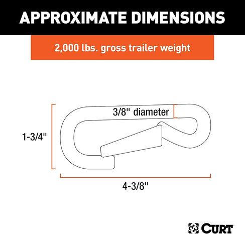CURT 81266 Snap Hook Trailer Safety Chain Hook Carabiner Clip, 3/8-Inch Diameter, 2,000 lbs in Saudi Arabia