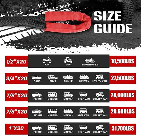 حبل استعادة حركي XPV AUTO مقاس 1 × 30 قدم (37000 رطل) حزام سحب سحب قابل للتمدد باللون الأسود مع 2 أغلال ناعمة لشاحنة الدفع الرباعي للطرق الوعرة in Kuwait