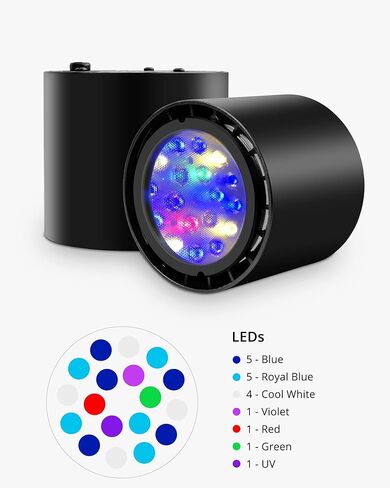 NICREW 30W Reef LED Aquarium Light، ضوء LED بحري خافت مع وحدة تحكم سلكية مزدوجة القناة، ضوء خزان الأسماك نانو لخزانات الأسماك المرجانية في المياه المالحة in Kuwait