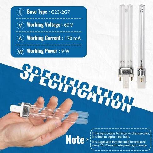 OXYFUL 36W UV 2G11-4 Pin Base Replacement Light Clarifier Lamp Filter for Aquarium Koi Pond Fish Tank Compatible to CUV-336 / CUV-636 in Saudi Arabia
