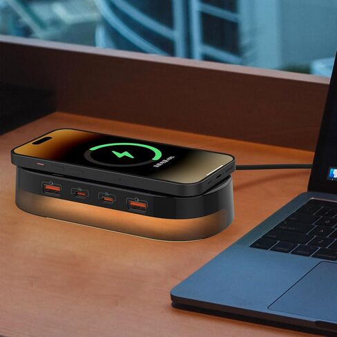 5 in 1 USB C Charging Station Wireless Charger with Multi USB Port, Mood Light, Fast 60W GaN Adapter for iPhone 15 Pro Max/14/13 iPad Samsung Tablet Galaxy S23/S24 Pixel 8 Multiple Devices Home Office in Saudi Arabia