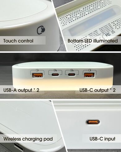 5 in 1 USB C Charging Station Wireless Charger with Multi USB Port, Mood Light, Fast 60W GaN Adapter for iPhone 15 Pro Max/14/13 iPad Samsung Tablet Galaxy S23/S24 Pixel 8 Multiple Devices Home Office in Saudi Arabia
