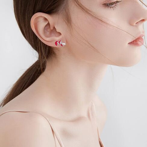 أقراط الفطر للنساء 925 فضة الفطر الأذن متسلق أقراط لطيف الفطر مجوهرات هدايا للنساء الفتيات ابنة زوجة in Kuwait