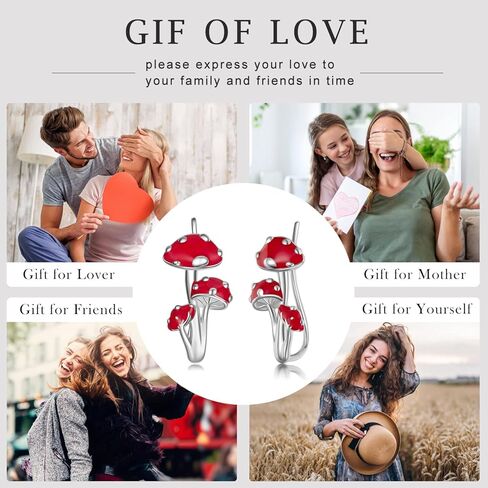 أقراط الفطر للنساء 925 فضة الفطر الأذن متسلق أقراط لطيف الفطر مجوهرات هدايا للنساء الفتيات ابنة زوجة in Kuwait