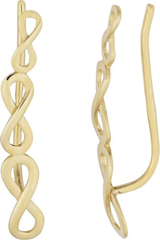 Kooljewelry 10k Yellow Gold High Polish Graduated Infinity Climber Earrings in Saudi Arabia