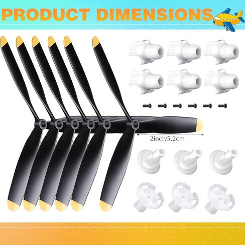 Outus 6 Sets F4u RC Plane Propeller 3 Blade Propeller Compatible with 761-8 761-9 761-16 T28 P47 Fighter Remote Control Plane Radio Controlled Plane with Propeller Adapters in Saudi Arabia