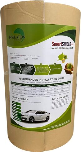 SmartSHIELD مقاس 16 بوصة × 28 قدمًا، 36 قدمًا مربعًا، حصيرة عزل صوت السيارة، رغوة خلية مغلقة عازلة للحرارة - مميت صوت من إسفنج البولي إيثيلين - لاصق ذاتي (سمك 394 مل / 0.394 بوصة / 10 مم) in Kuwait