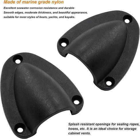 Hitefu 4PCS Marine Wire Cable Vent Cover, Nylon 2-1/2" Clam Shell Vent Boat Transducer Wiring Cover for Boat Yacht Kayak, Clamshell Vent with Mounting Screws, Black in Saudi Arabia
