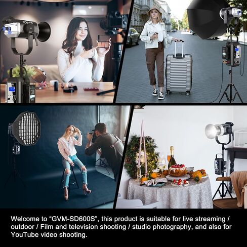 GVM SD600S Led Video Light, 360°Continuous Lighting with COB 600W 5600K Balanced Studio Light CRI97 Led Photography Lighting for Live Streaming, Film, Studio Photography, YouTube Video Shooting in Saudi Arabia