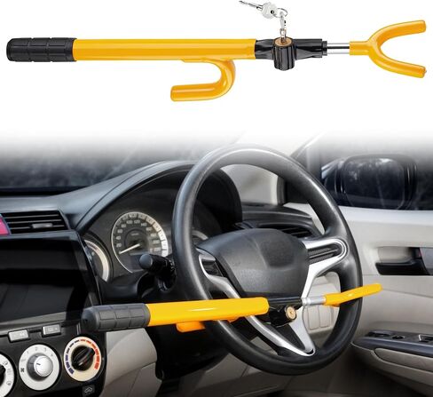 Jinn Republic Vehicle Steering Wheel Lock Adjustable Length Car Anti-Theft Security Lock for Cars, Trucks, Vans, and SUVs, Strong and Lengthened in Saudi Arabia