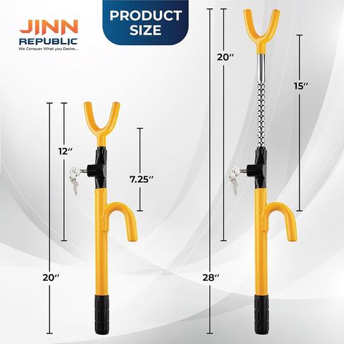 Jinn Republic Vehicle Steering Wheel Lock Adjustable Length Car Anti-Theft Security Lock for Cars, Trucks, Vans, and SUVs, Strong and Lengthened in Saudi Arabia