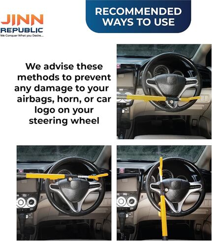 Jinn Republic Vehicle Steering Wheel Lock Adjustable Length Car Anti-Theft Security Lock for Cars, Trucks, Vans, and SUVs, Strong and Lengthened in Saudi Arabia