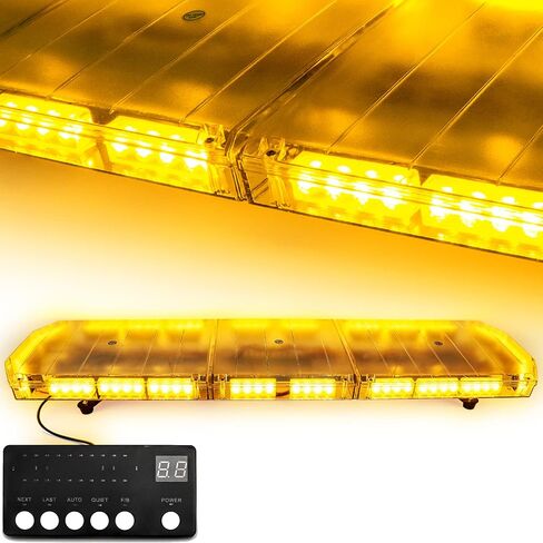 V-SEK 48 بوصة 88 LED شريط ضوء الطوارئ العنبر فائق السطوع على السطح أضواء ستروب مقاومة للماء تحذير من المخاطر على السطح العلوي شريط ضوء وامض لمركبة بناء شاحنة السحب (أصفر، تيار مستمر 12-24 فولت) in Kuwait