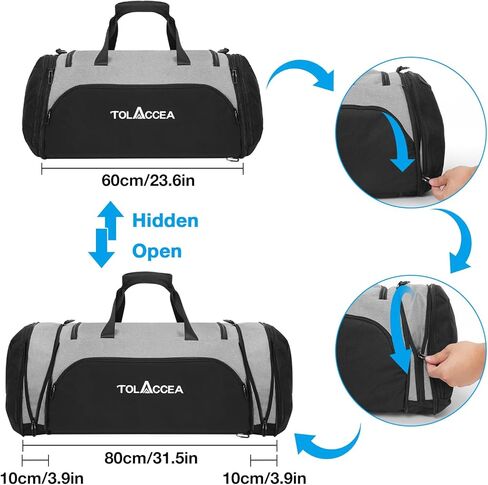 حقيبة رياضية قابلة للتوسيع من تولاسيا للرجال والنساء، حقيبة ظهر كبيرة للسفر مقاس 54L-72L مع حجرة للأحذية، حقيبة حمل في عطلة نهاية الأسبوع، حقيبة تدريب للياقة البدنية للصالة الرياضية، والسفر، والسباحة، واليوجا، وكرة القدم in Kuwait