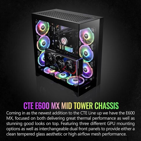 Thermaltake CTE C750 TG ARGB E-ATX Full Tower with Centralized Thermal Efficiency Design; 3x140mm CT140 ARGB Fans Pre-Installed; Tempered Glass Front & Side Panel; CA-1X6-00F1WN-01; Black in Saudi Arabia
