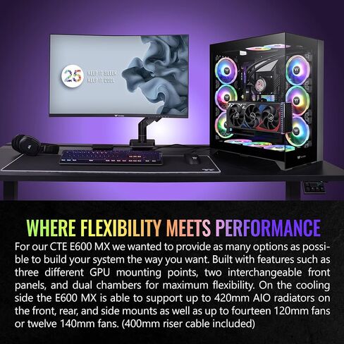 Thermaltake CTE C750 TG ARGB E-ATX Full Tower with Centralized Thermal Efficiency Design; 3x140mm CT140 ARGB Fans Pre-Installed; Tempered Glass Front & Side Panel; CA-1X6-00F1WN-01; Black in Saudi Arabia