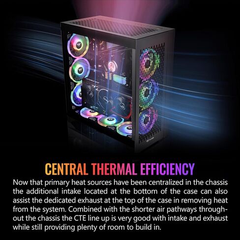 Thermaltake CTE C750 TG ARGB E-ATX Full Tower with Centralized Thermal Efficiency Design; 3x140mm CT140 ARGB Fans Pre-Installed; Tempered Glass Front & Side Panel; CA-1X6-00F1WN-01; Black in Saudi Arabia