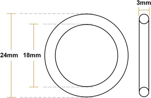 uxcell Fluorine Rubber O-Rings 24mm OD 18mm ID 3mm Width, Metric FKM Sealing Gasket, Pack of 20 in Saudi Arabia