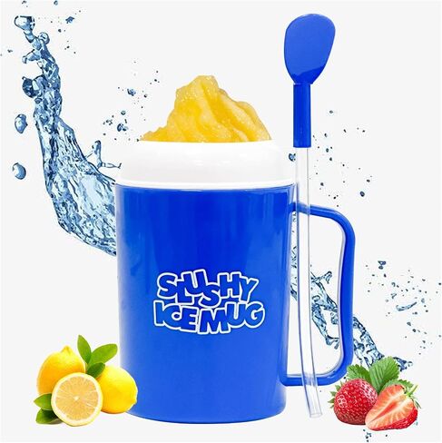 HISENAOGH DIY Slushie Cup TIK TOK Frozen Magic Slushy Maker Cup, Ice Cream Maker with Lid and Straw,Cooling Mug Birthday Gifts for Children BPA-free, Blue in Saudi Arabia