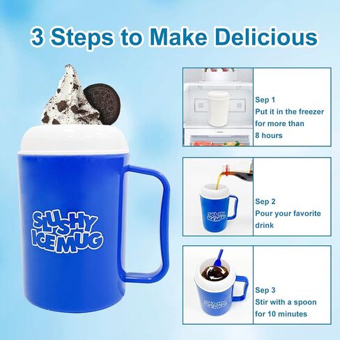 HISENAOGH DIY Slushie Cup TIK TOK Frozen Magic Slushy Maker Cup, Ice Cream Maker with Lid and Straw,Cooling Mug Birthday Gifts for Children BPA-free, Blue in Saudi Arabia