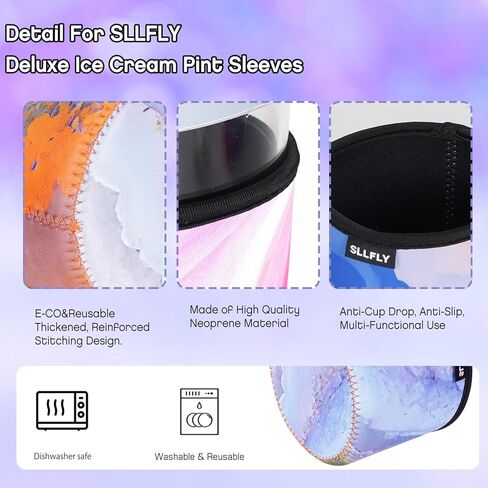 SLLFLY Deluxe Ice Cream Pints Sleeves 4 Pack, 24oz/XL Sleeves for Ninja Deluxe Creami Pints, Compatible with NC501 NC500 Series Creami Deluxe Ice Cream Maker Pints (Pints not Included) in Kuwait