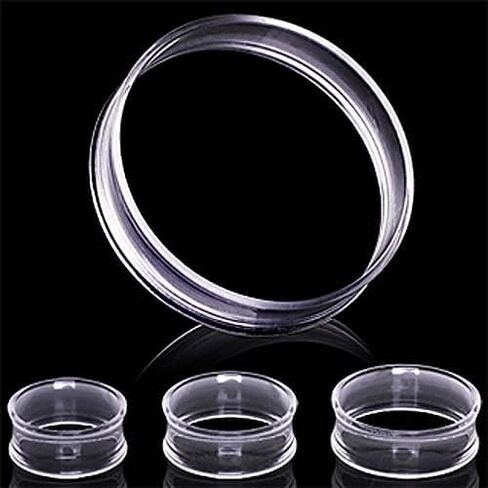 Pair 7/8" (22MM) CLEAR ACRYLIC TUNNELS Double Flare Gauges Solid Saddle Thin Ear Flesh Plugs (2pcs) in Saudi Arabia