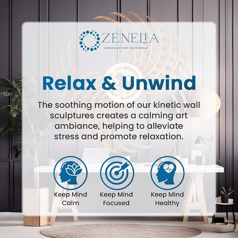 ZENELIA-Kinetic Wall Art | Wall Decor for Bedroom, Living Room, Kitchen & Office | Handcrafted Wooden Artwork Wall Art Decor | Calming Geometric Kinetic Sculpture | Soothing & Relaxing Wall Sculpture in Saudi Arabia