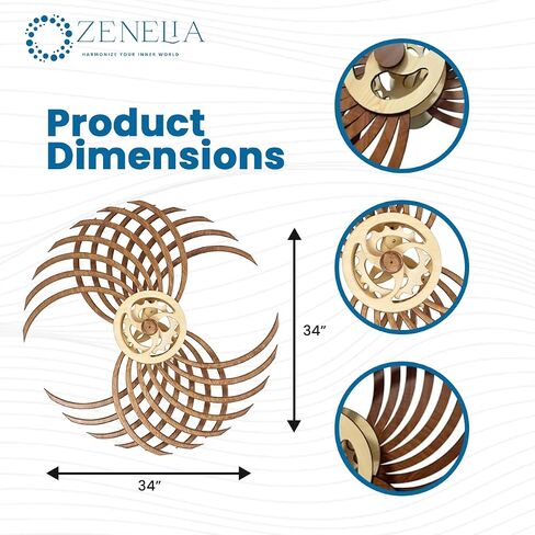ZENELIA-Kinetic Wall Art | Wall Decor for Bedroom, Living Room, Kitchen & Office | Handcrafted Wooden Artwork Wall Art Decor | Calming Geometric Kinetic Sculpture | Soothing & Relaxing Wall Sculpture in Saudi Arabia