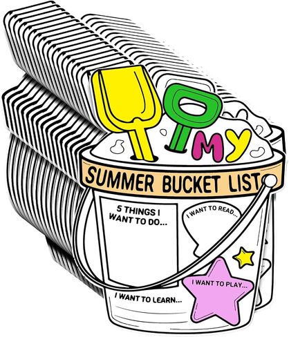 Nuanchu 36 Pieces My Summer Bucket List Activity Poster End of Year Gift from Teacher for Kids Coloring Poster Color Your Summer Bucket List Art Poster End of School Year and Camp Supplies in Saudi Arabia