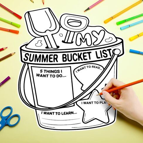 Nuanchu 36 Pieces My Summer Bucket List Activity Poster End of Year Gift from Teacher for Kids Coloring Poster Color Your Summer Bucket List Art Poster End of School Year and Camp Supplies in Saudi Arabia