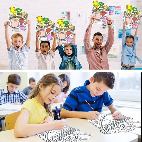 Nuanchu 36 Pieces My Summer Bucket List Activity Poster End of Year Gift from Teacher for Kids Coloring Poster Color Your Summer Bucket List Art Poster End of School Year and Camp Supplies in Saudi Arabia