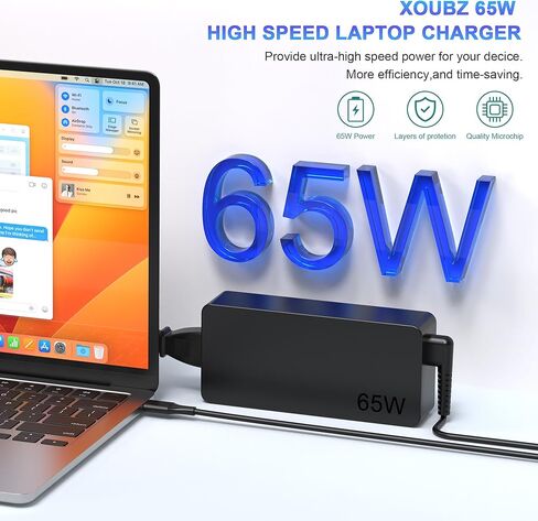 شاحن كمبيوتر محمول عالمي 65 وات USB C من النوع C 45 وات شاحن Chromebook بديل لـ Hp Dell Lenovo Acer Asus Samsung Sony Google Fast شاحن كمبيوتر من النوع C محول تيار متردد سلك الطاقة in Kuwait