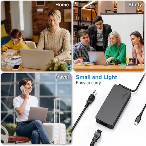 شاحن كمبيوتر محمول عالمي 65 وات USB C من النوع C 45 وات شاحن Chromebook بديل لـ Hp Dell Lenovo Acer Asus Samsung Sony Google Fast شاحن كمبيوتر من النوع C محول تيار متردد سلك الطاقة in Kuwait